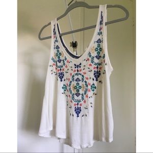 Love on a Hanger Embroidered White/Ivory Tank Top